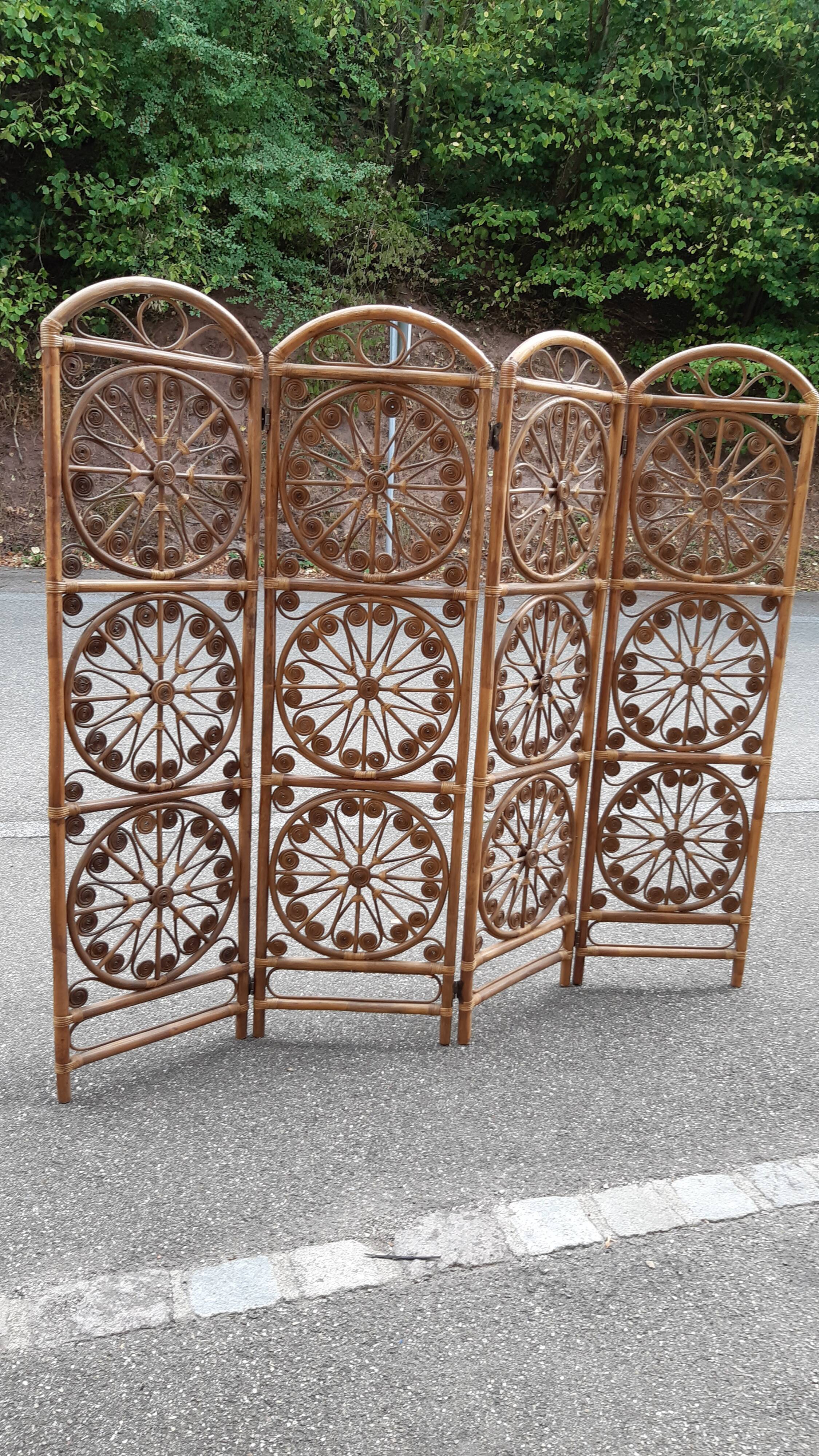 Rattan and bamboo peacock screen 1970