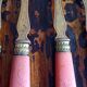 9 brass cake forks - vintage Bakelite handle