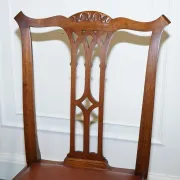 Chippendale Style Dining Chairs with Leather Seats, Set of 5