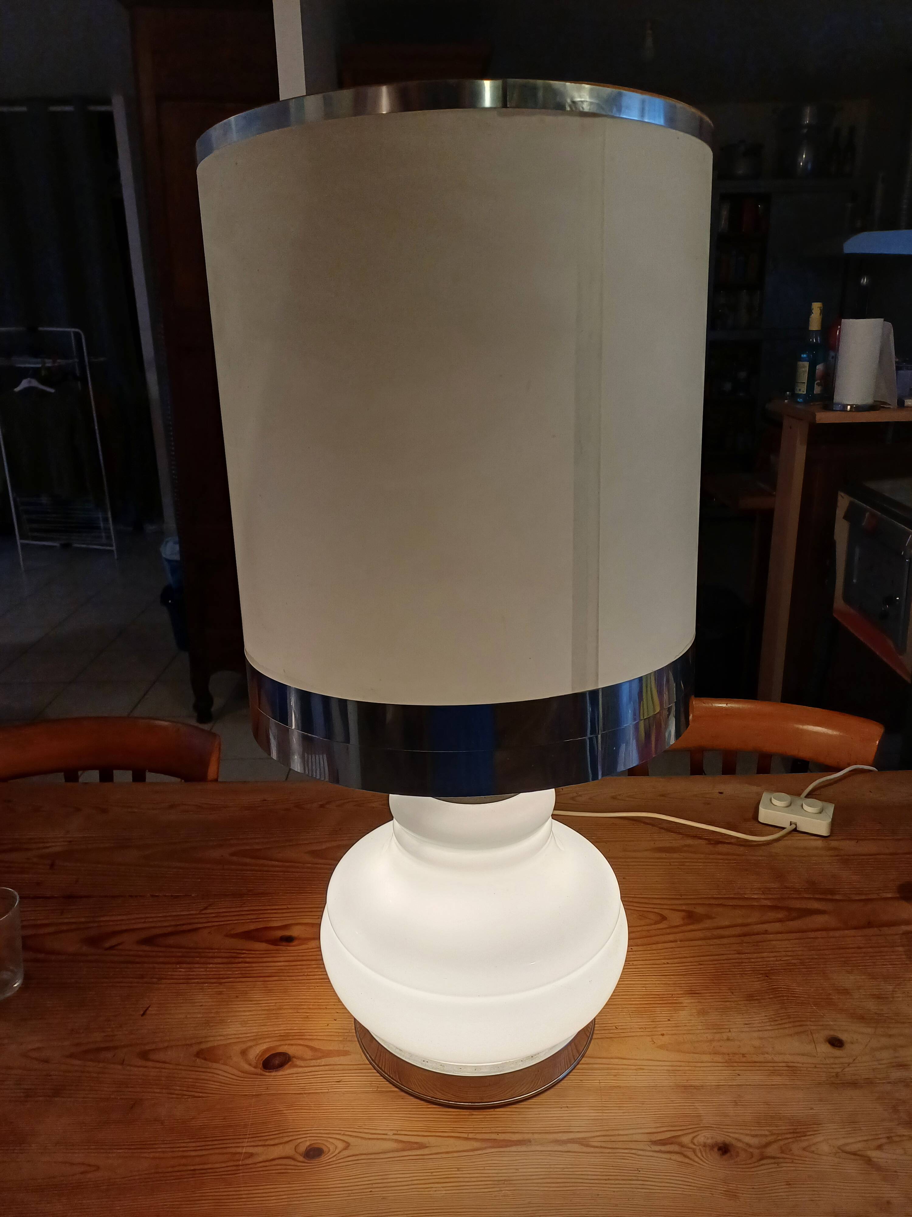 Vintage 1970s White Opaline Lamp