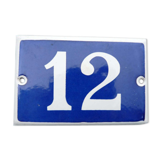 Old blue enameled house number plaque