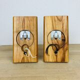 Pair of 70s pine wall lights