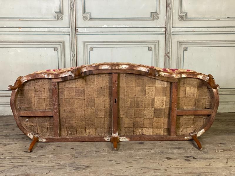 Louis XV Bench In Carved Beech And Moulded Corbeille File, 18th Century