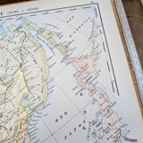 Planche géographique imprimée en 1900 l'Asie, Chine et Japon