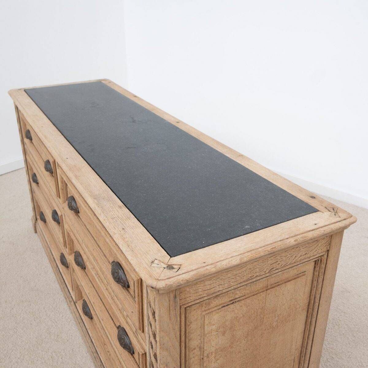 Trade cabinet with drawers in oak and blue stone – early 20th century