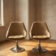 Pair of beige swivel chairs with chrome pedestal bases, France, 1970s, 82 × 55 × 45 cm