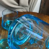 Six verres en verre bleu turquoise
