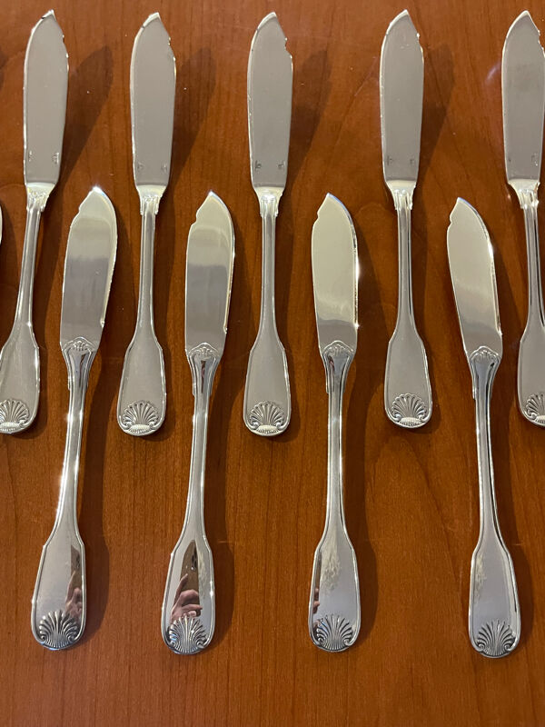Christofle vendome coquille , couvert à poisson et couverts service
