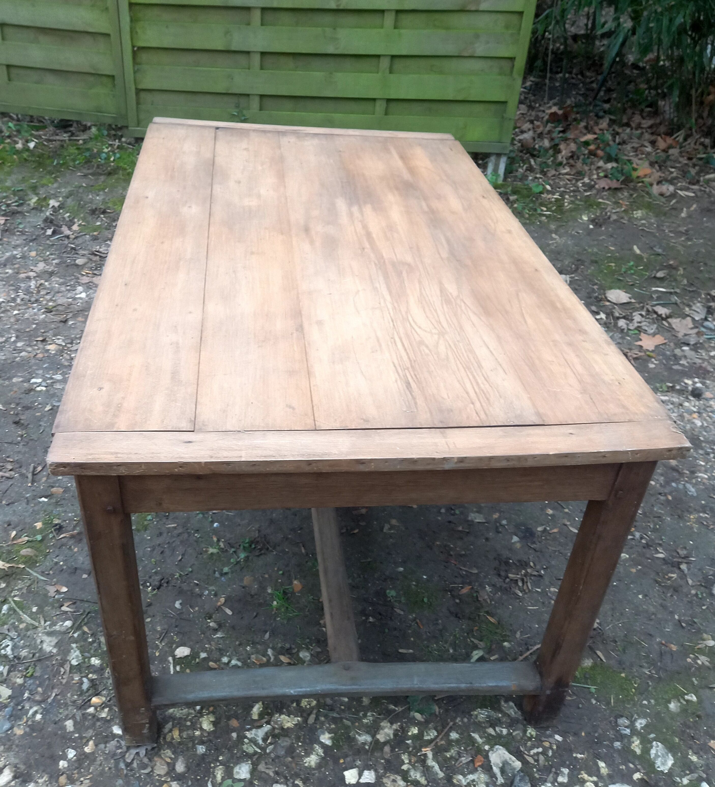 Old wooden farmhouse table
