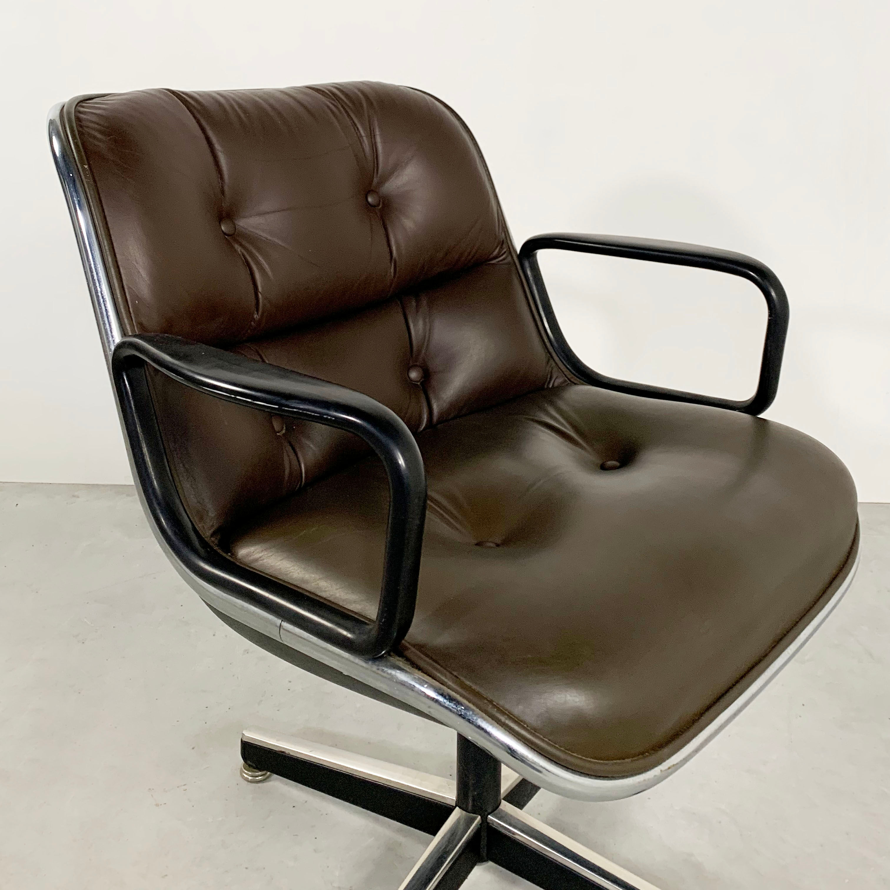 Leather desk chair by Charles Pollock for Knoll 1970