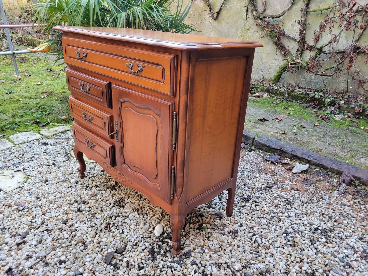 Louis XV solid cherry wood chest of drawers