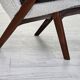 1960s, Scandinavian design, reupholstered armchair, furniture fabric, genuine sheepskin, teak.