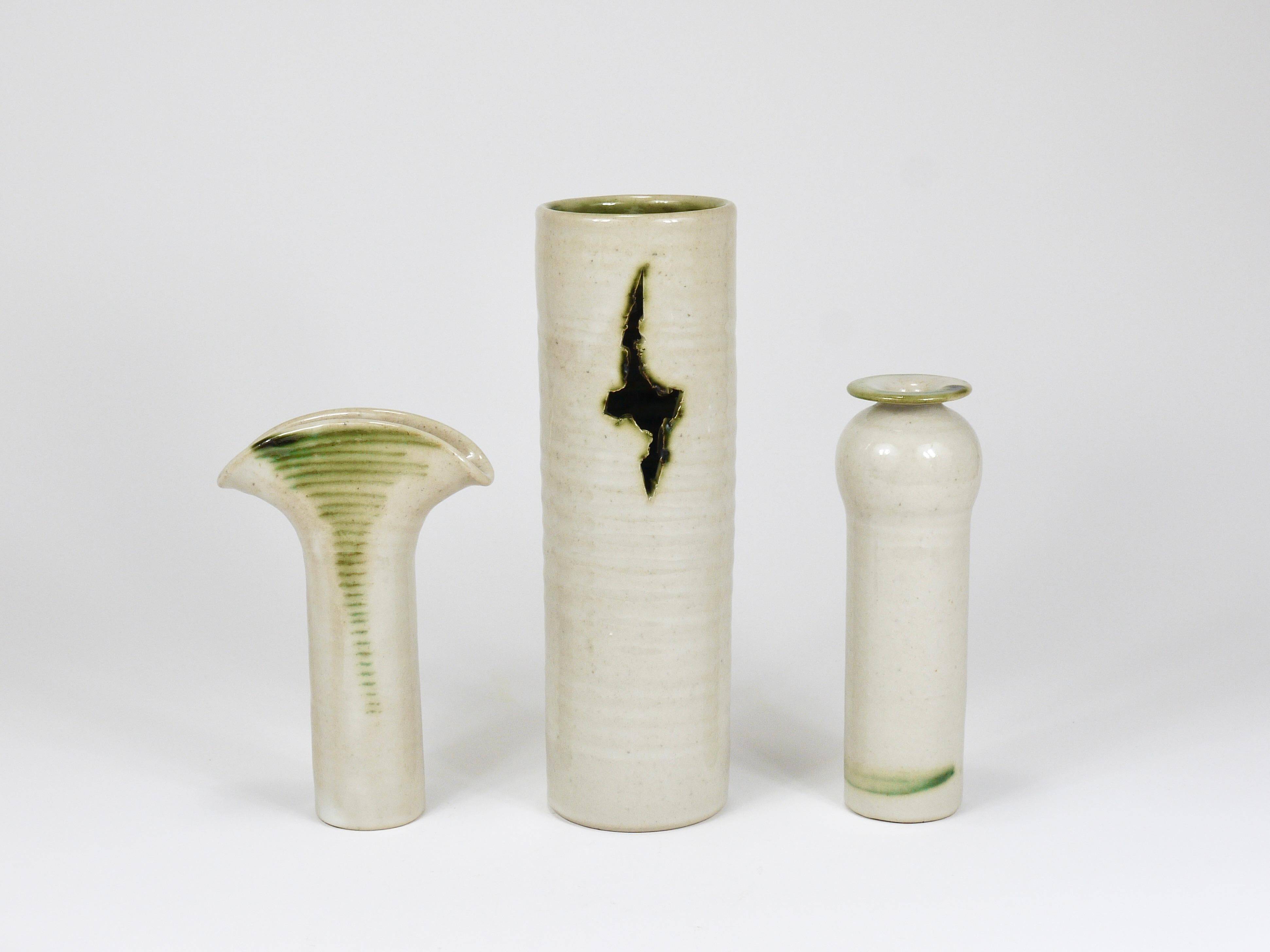 Piet Knepper 3 studio vases in ceramic by Mobach, Netherlands, 1970s