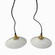 Set of two white opaline hanging lamps