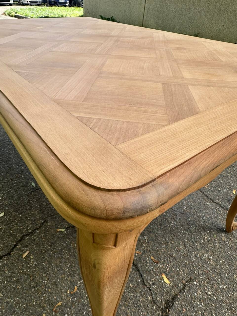 Large Louis XV dining table stripped in solid cherry wood 1970 270cm