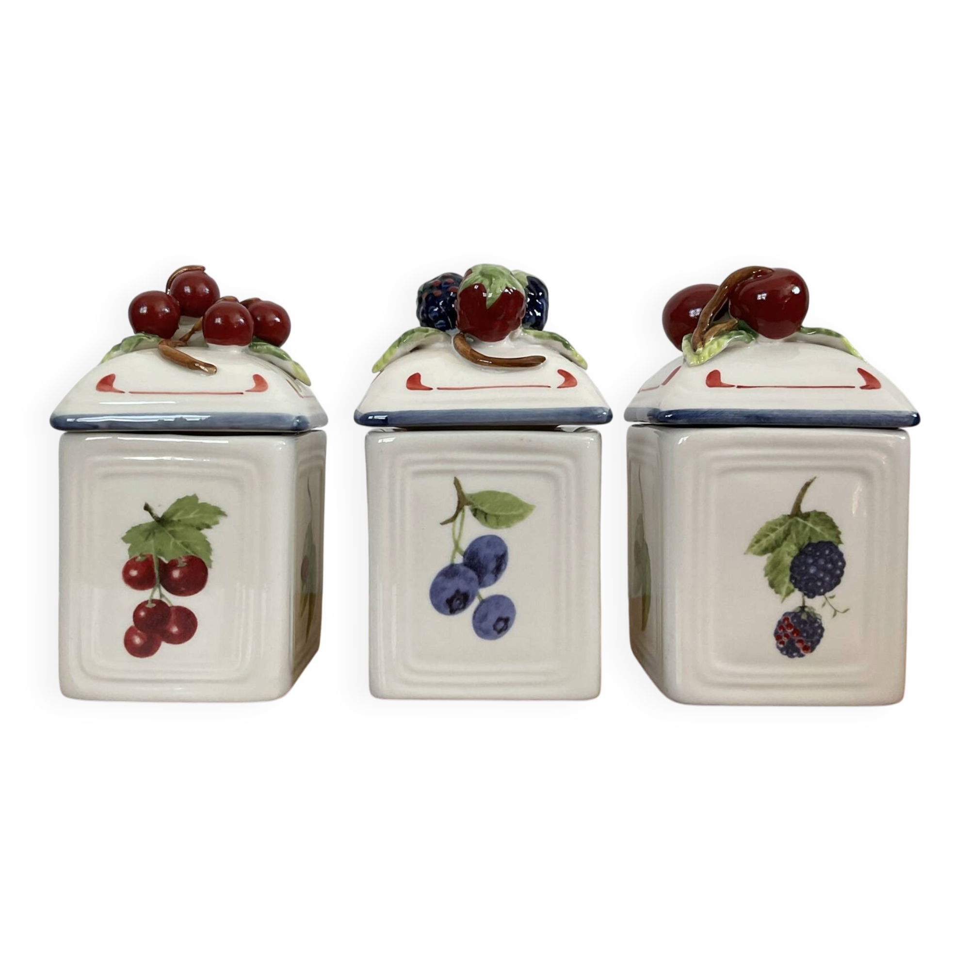 Set of 3 Villeroy & Boch jam pots in faience.