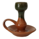 Vintage hand-held candlestick in glazed ceramic