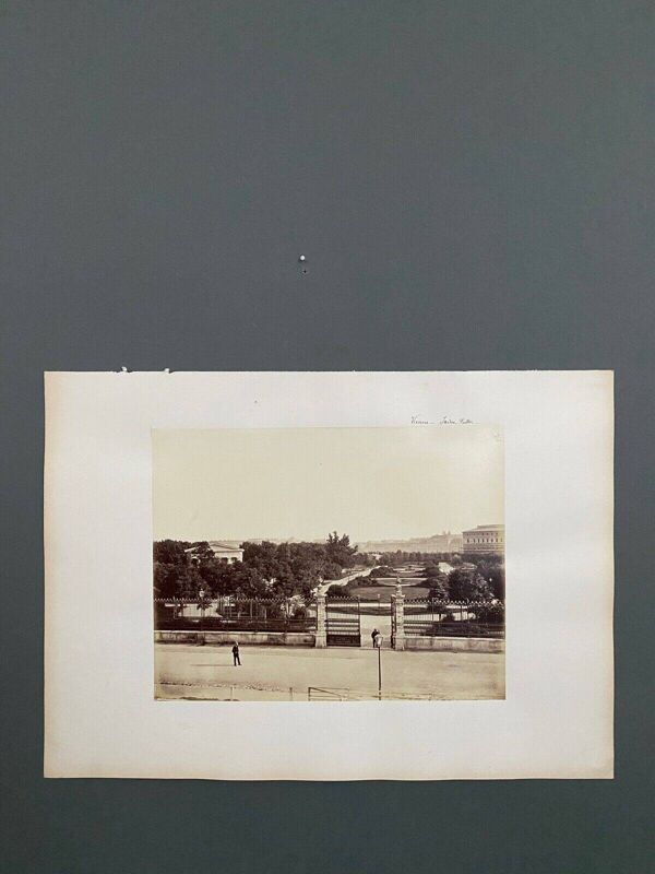 Photo Vienne - Jardin Public XIXe albumine carton contrecollé