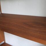 Modular 3-compartment teak wall shelving system with desk and lighting by Kai Kristiansen for FM, Denmark, 1960s