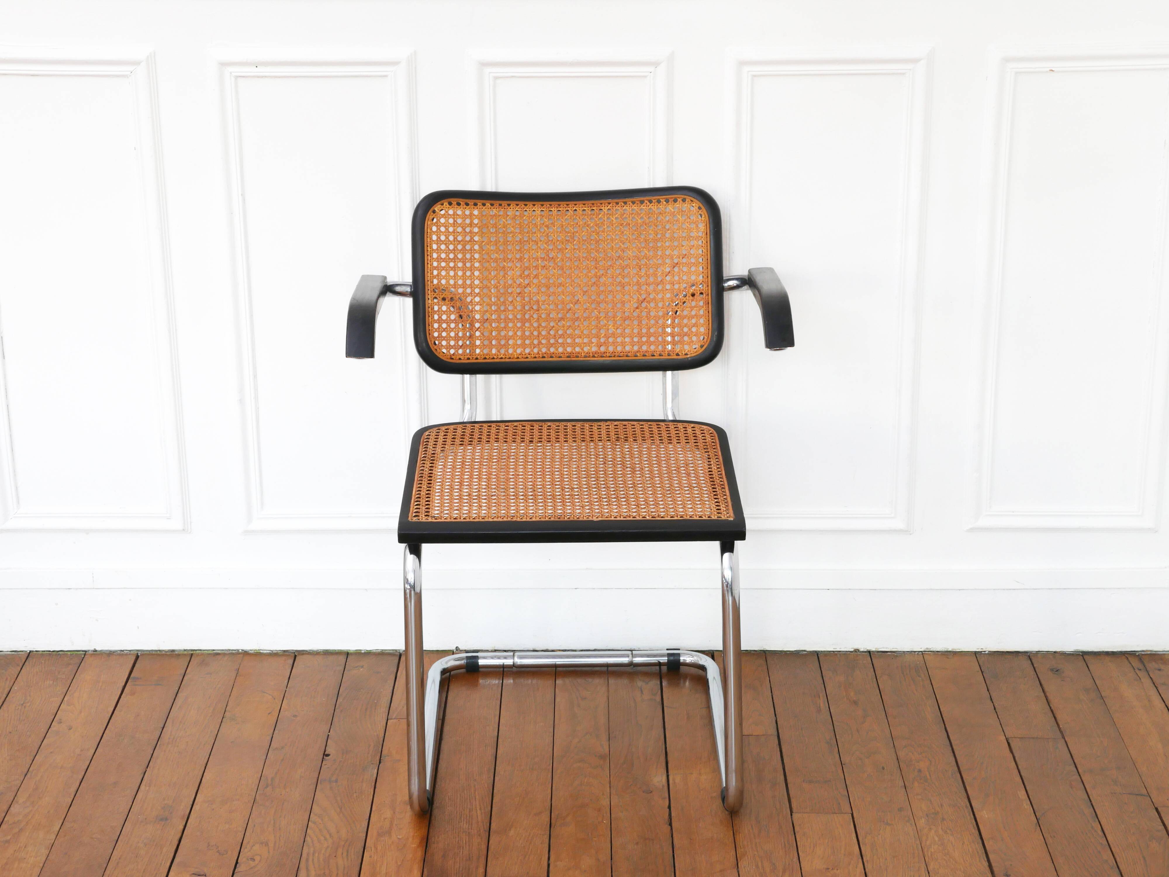 Fauteuil Cesca B64 Breuer Made in Italy - Cannage de l'assise refait