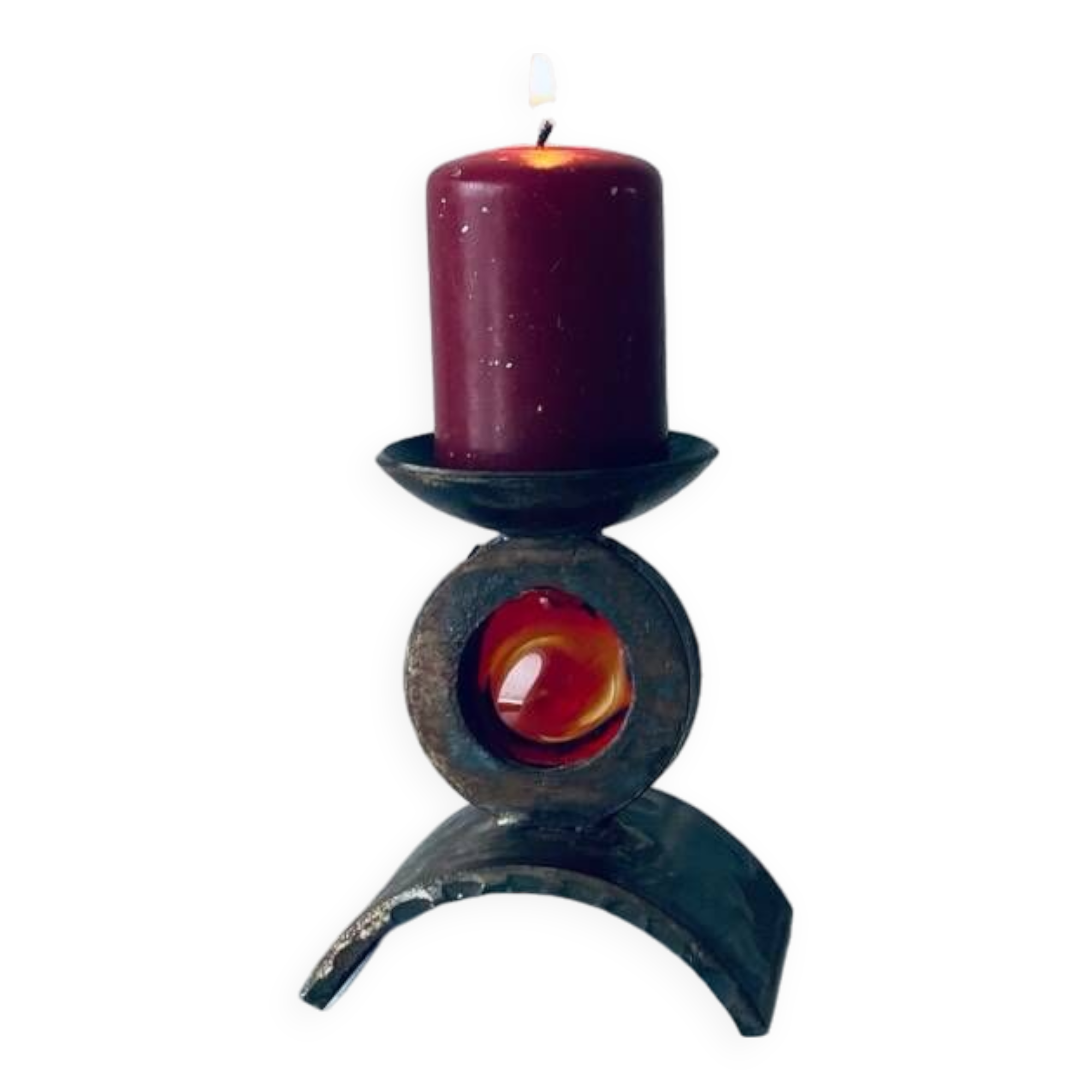 Monastic iron candle holder signed Taizé
