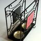 Handmade umbrella stand made of wrought iron, metal and ceramic, Vintage