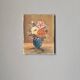 Old acrylic painting on canvas bouquet of bohemian countryside flowers