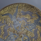 Jean Mayodon glazed ceramic cut decoration women and deer Signed SB