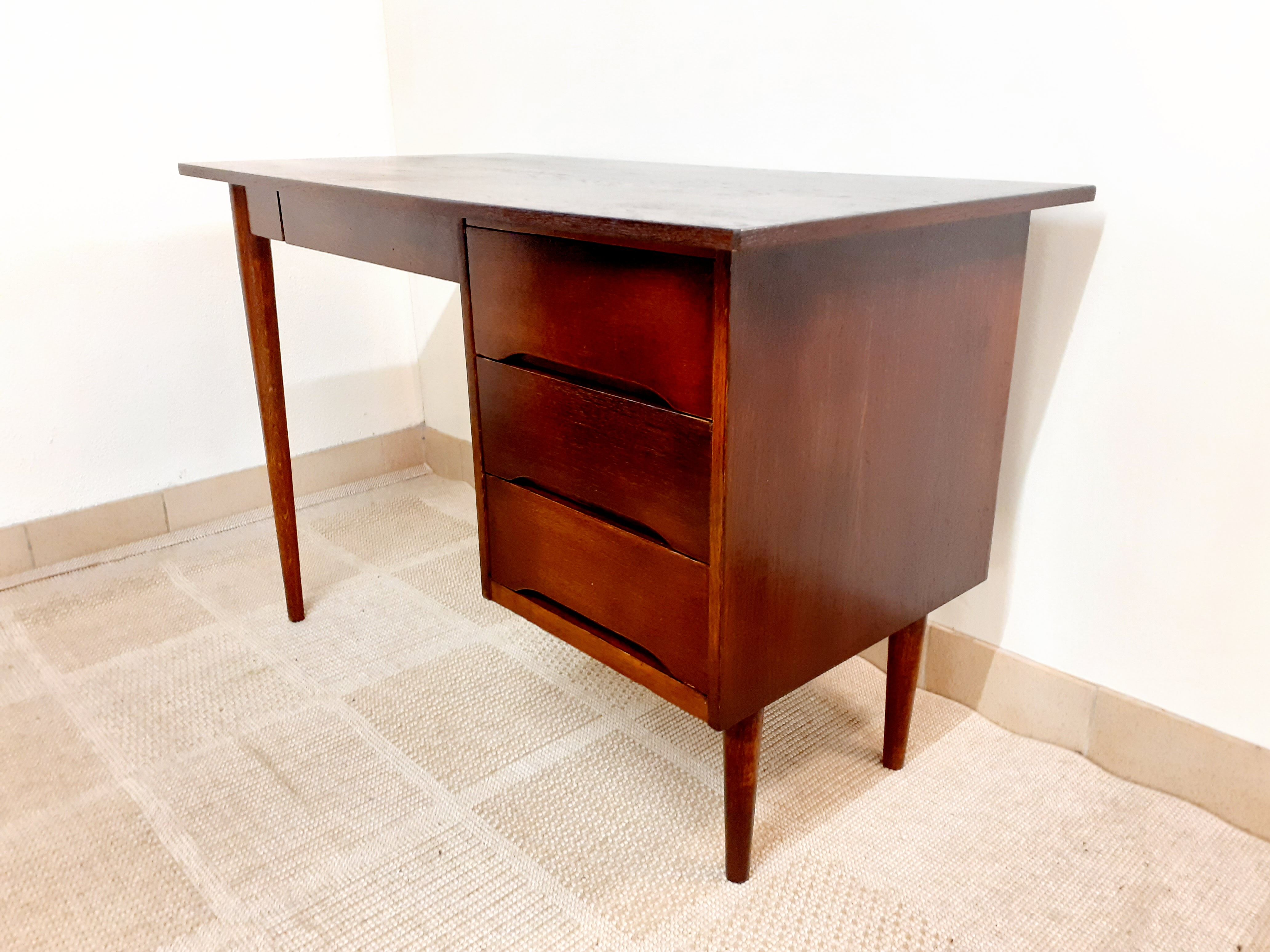 Vintage dark wood desk 50s 60s