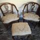 Pair of Italian armchairs from the 1960s with matching ottoman.