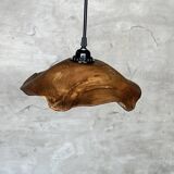 Small pendant light in corrugated teak leaf (Small D:30 H:20)