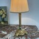 Antique, lamp, bronze, candle holder, gold, cloisonné enamel, ecru white lampshade, flower decor, leaf