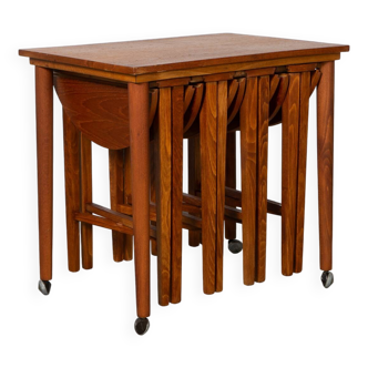 Set of Nesting Table and Folding Stools by Nathan UK