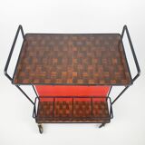 Vintage trolley magazine rack side table, 1960