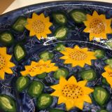 Portuguese ceramic dish decorated with sunflowers
