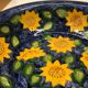 Portuguese ceramic dish decorated with sunflowers