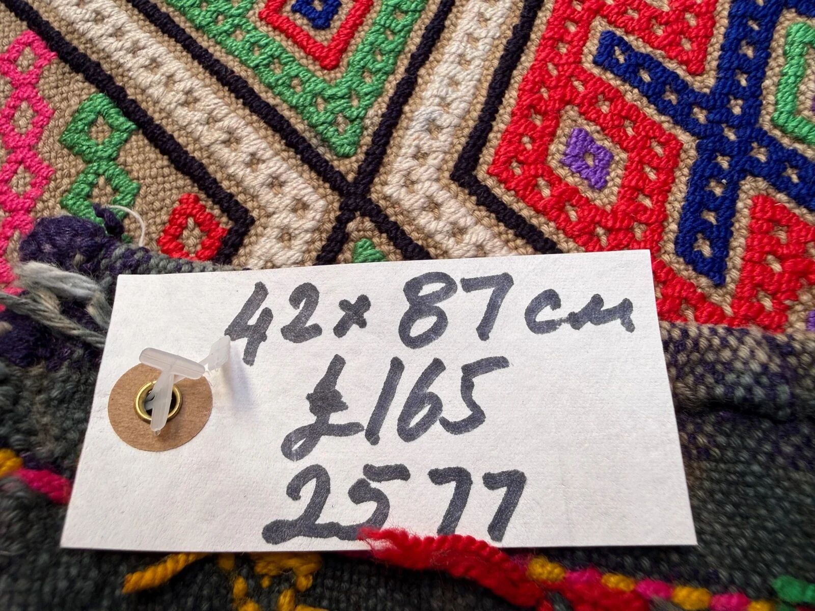 Vintage Turkish mini kilim 42x87 cm wool small kelim runner, shabby chic 2577