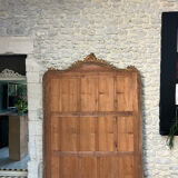 Antique mirror with pediment, 199.5/147cm, late 19th century, beveled glass