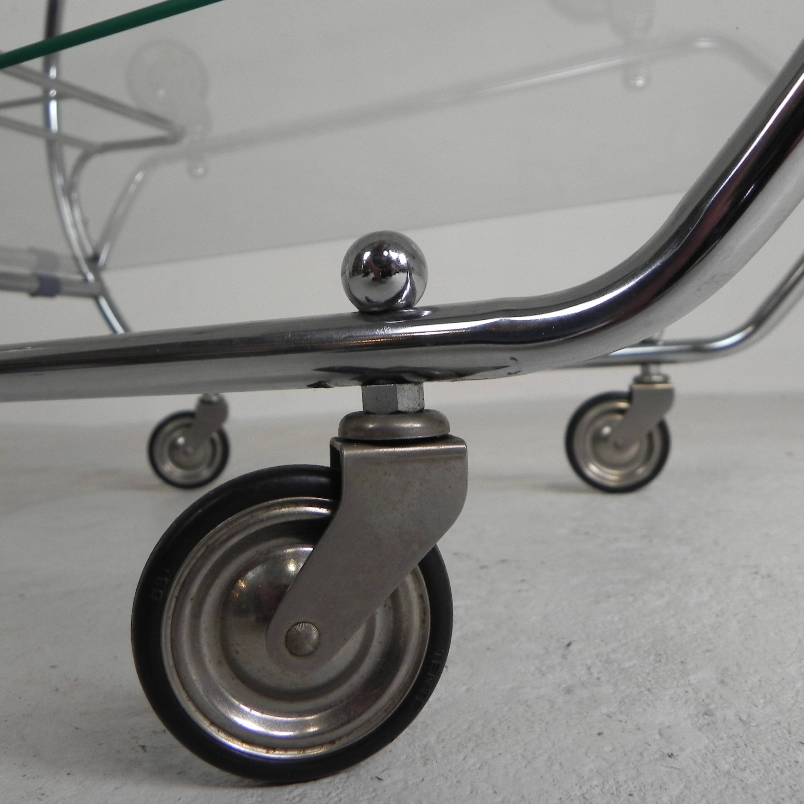 Art Deco trolley, chrome serving cart, 1950s