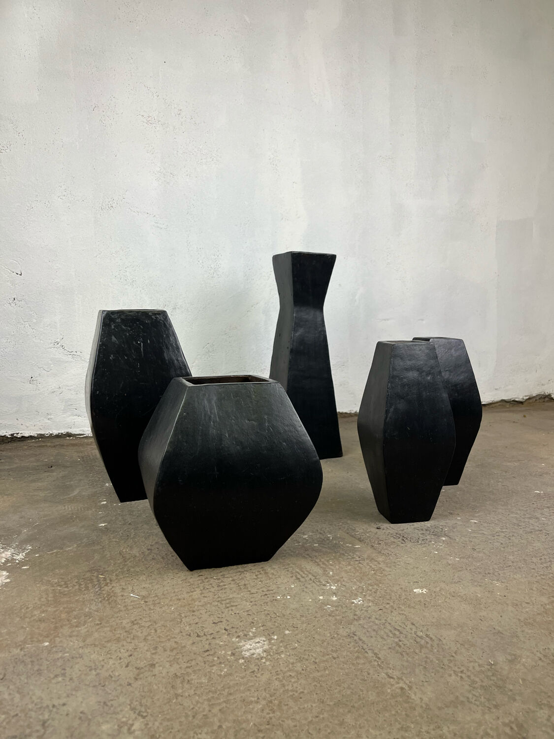 Set of glazed terracotta vases