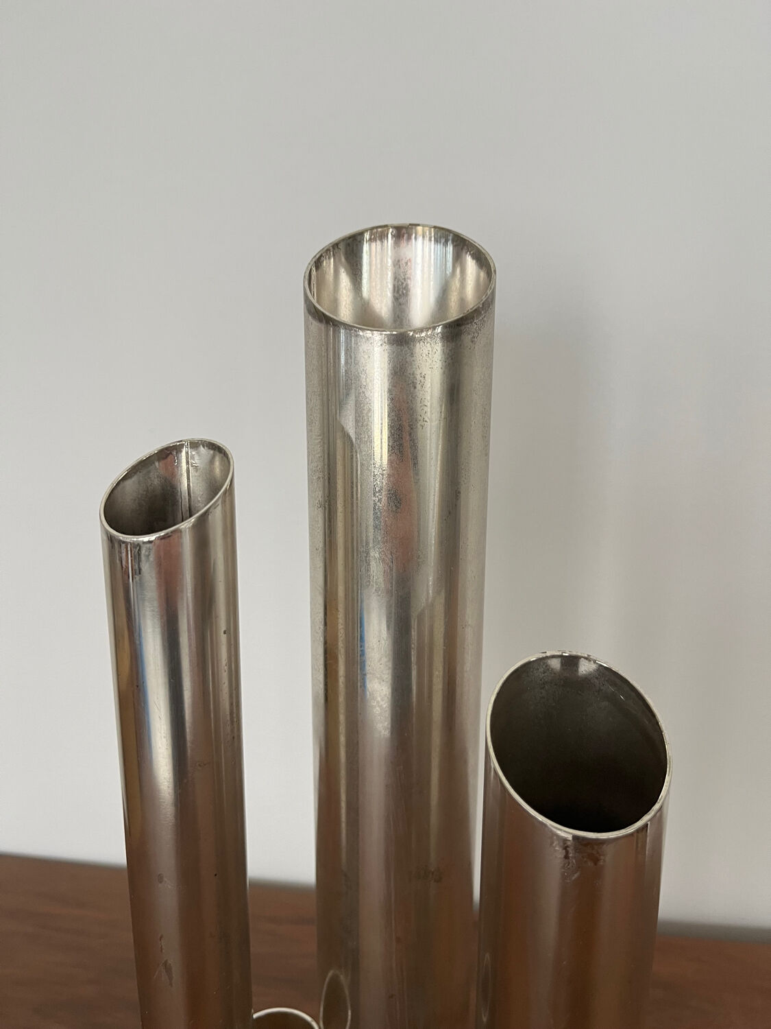 Triple vase "Organ" metal Space Age