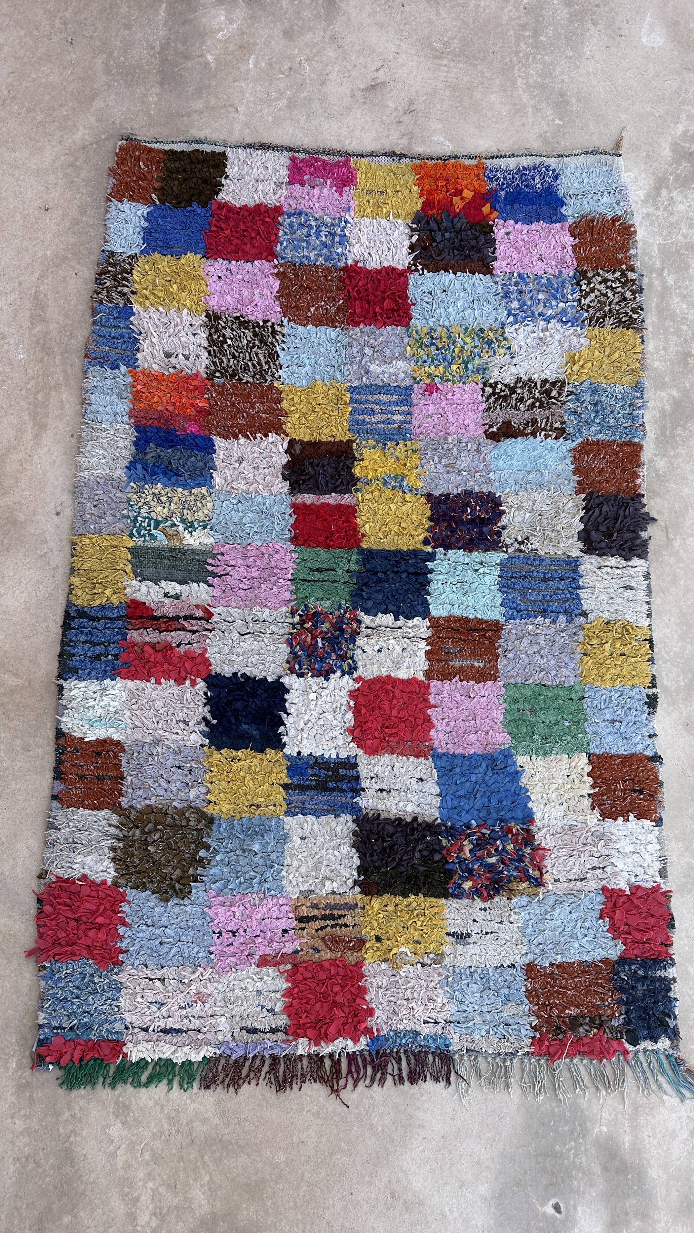 Moroccan carpet Boucherouite colored - 105 x 166 cm