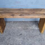 Old patinated solid wood bench 100cm