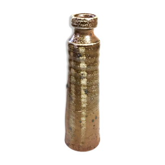 Vase bouteille signé Tiffoche grès céramique 1950