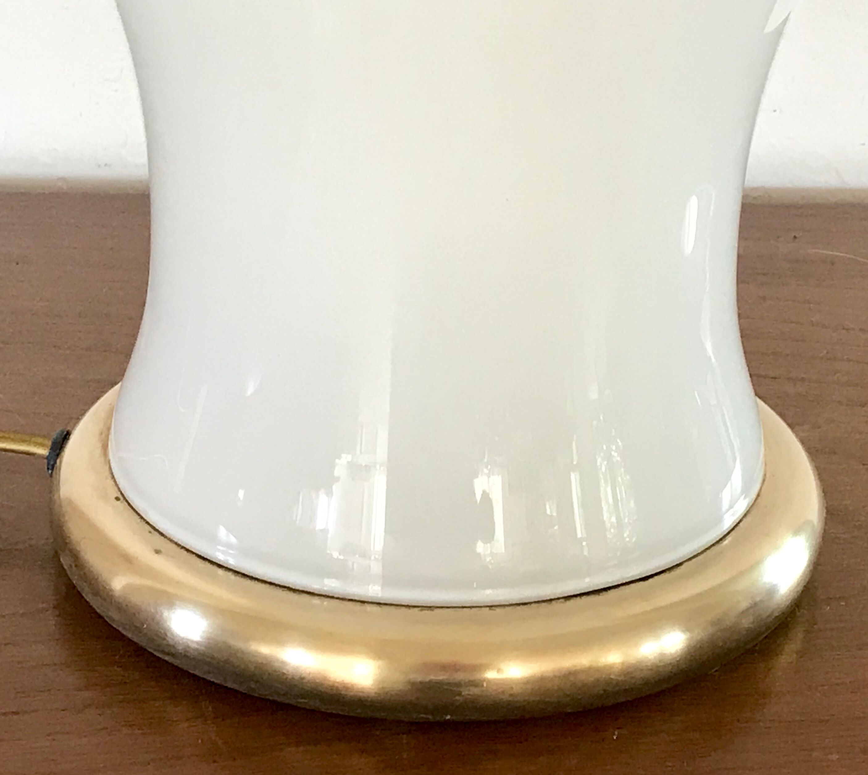 Vintage opaline lamp and brass 50 cm