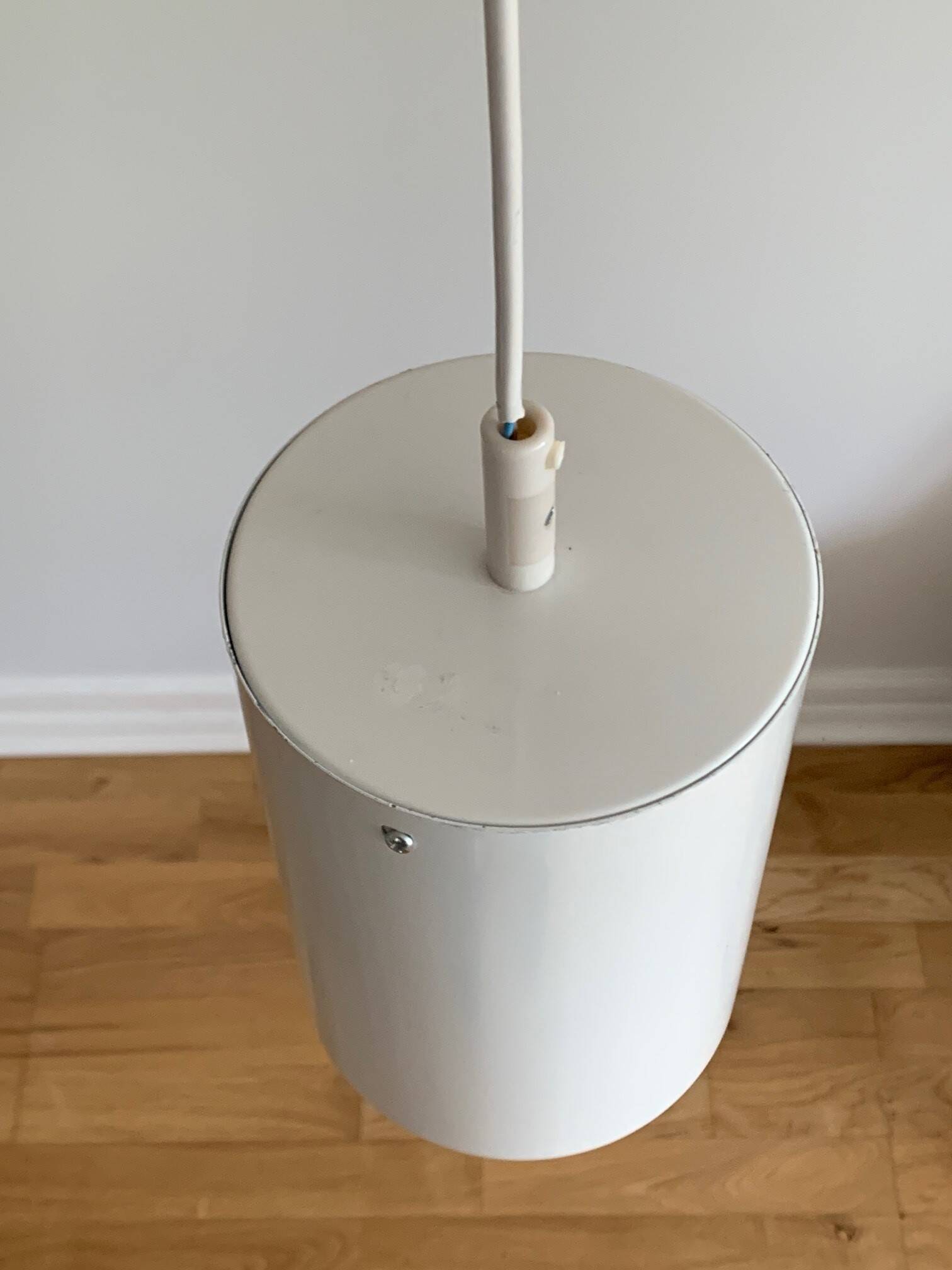 Scandinavian lacquered metal pendant light from the 70s/80s