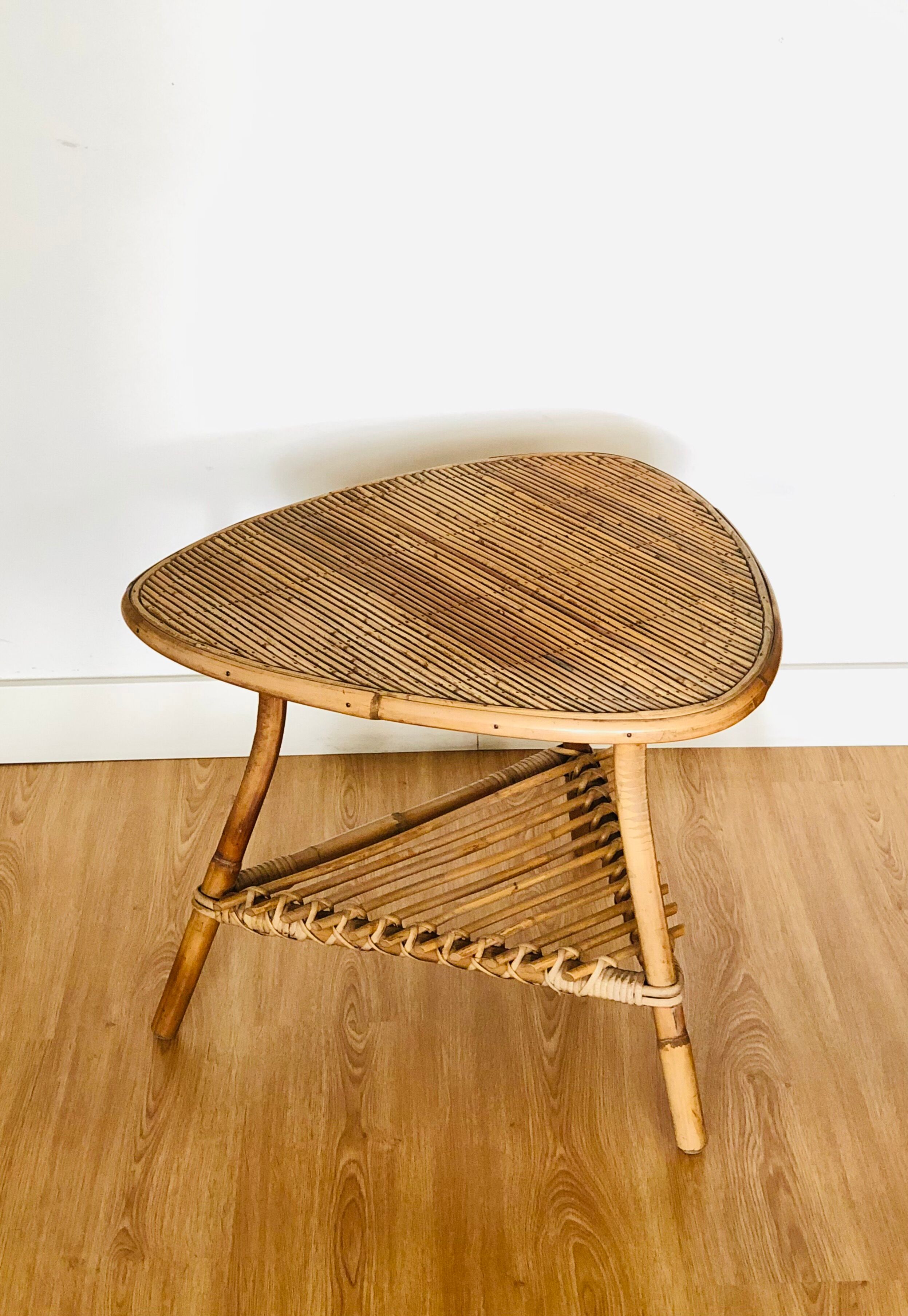 Coffee table, rattan and bamboo