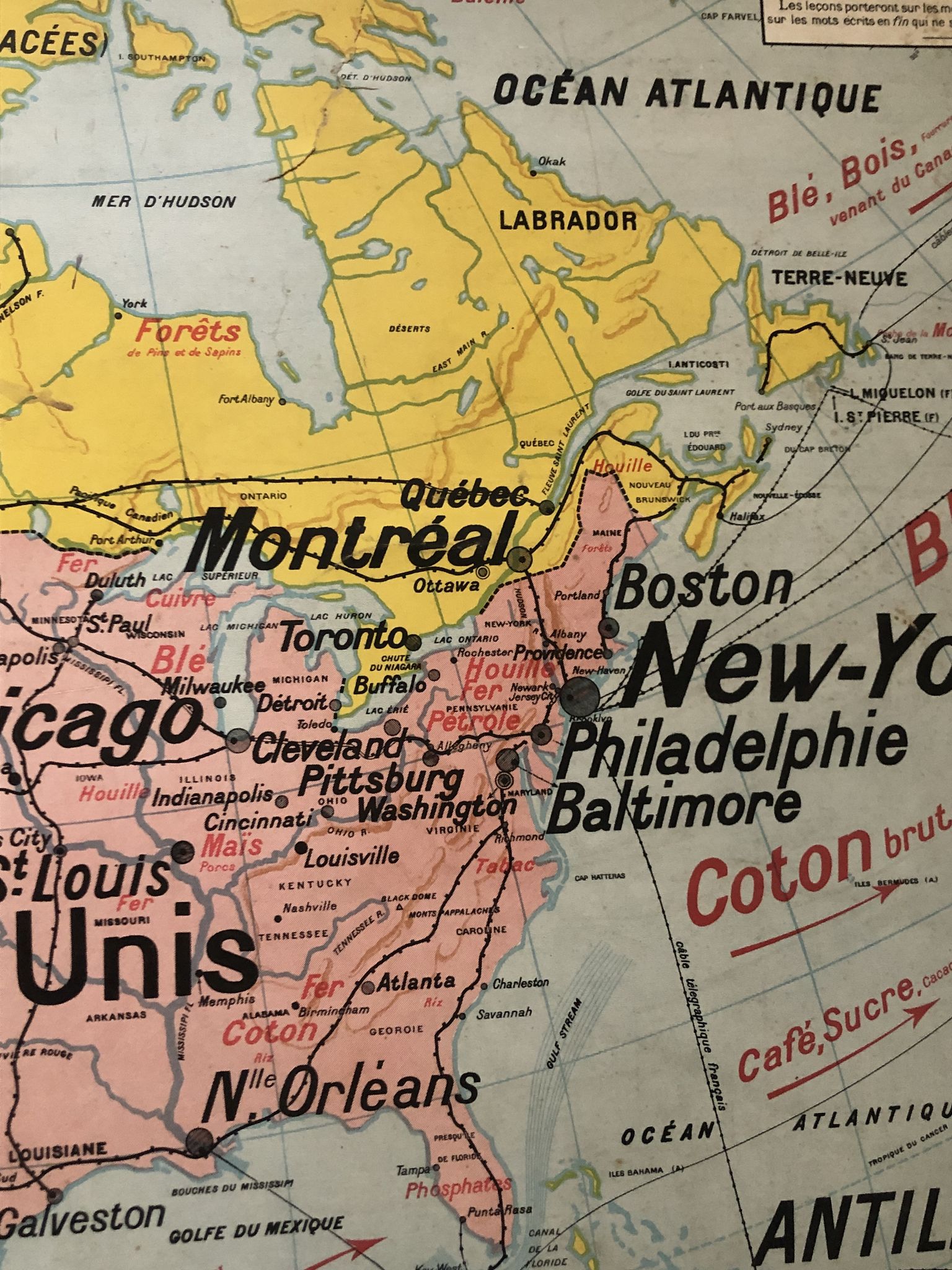 Carte pédagogique Amérique du Nord politique juin 1950