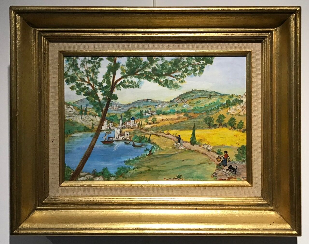 Ancient Tuscan landscape painting dated 1989