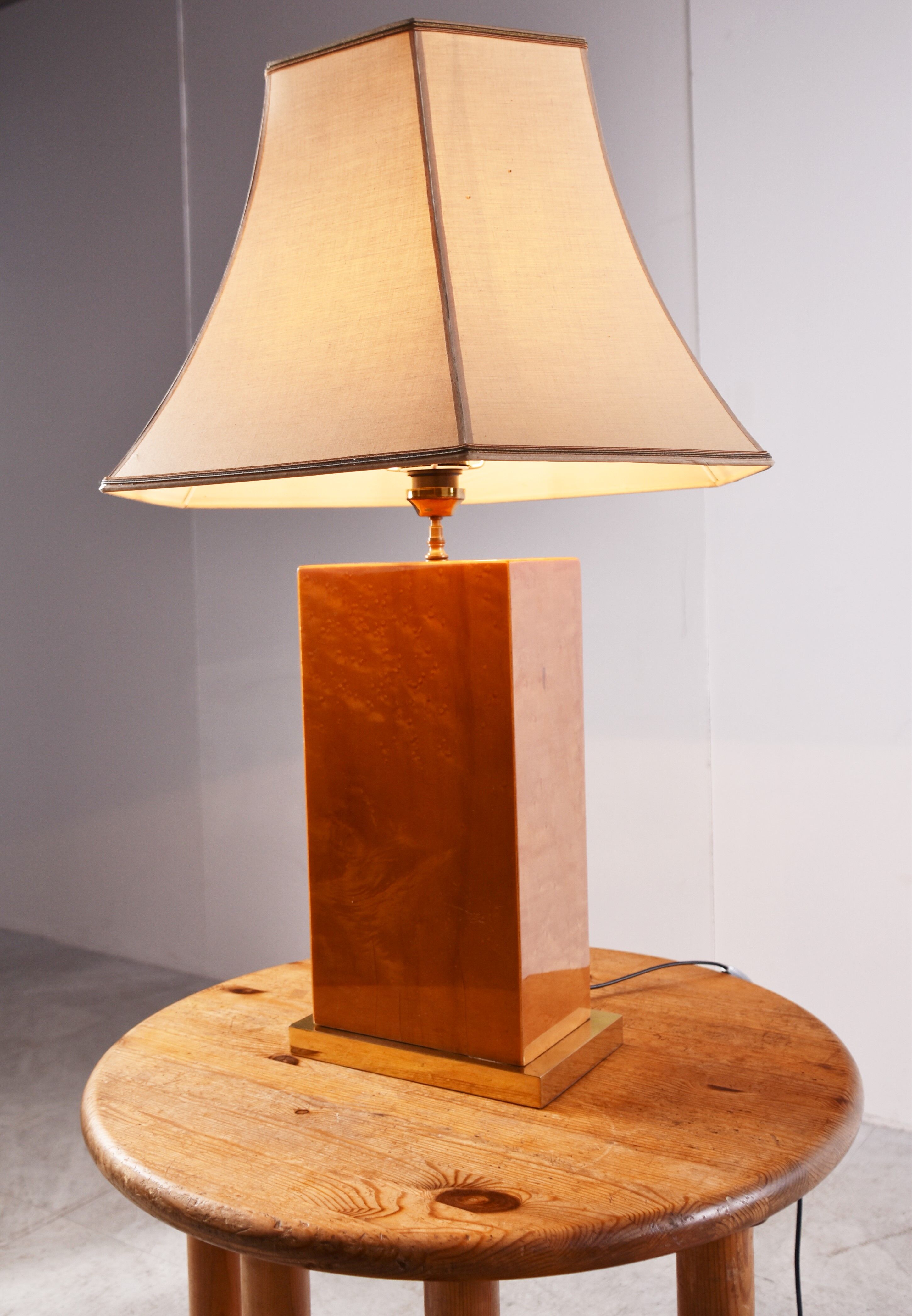 Vintage burl wood table lamp, 1970s